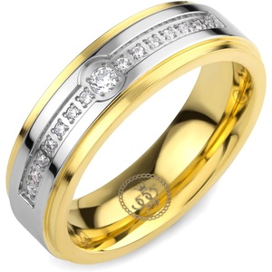 image:image555Jewelry 6mm Stainless Steel Sparkly Cubic Zirconia Wedding Band Ring for Women amp MenSilver  Gold