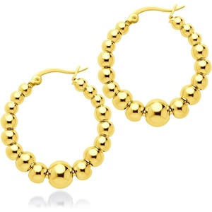 image:image555Jewelry Hypoallergenic Large Stainless Steel Beaded Hoop Earrings for WomenGold