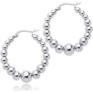 image:image555Jewelry Hypoallergenic Large Stainless Steel Beaded Hoop Earrings for WomenSilver