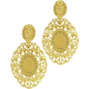 image:image555Jewelry Hypoallergenic Stainless Steel Oval Drop Dangle Filigree Earrings for WomenGold
