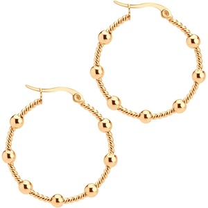 image:image555Jewelry Medium Twisted Wire Round Woven Stainless Steel Hoop Earrings for WomenRose Gold