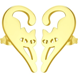 image:image555Jewelry Stainless Steel Cute Hanging Cat Earrings Dangling Drop  Cat Jewelry for WomenGold Style 2