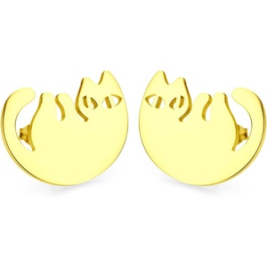 image:image555Jewelry Stainless Steel Cute Hanging Cat Earrings Dangling Drop  Cat Jewelry for WomenGold Style 3
