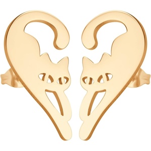 image:image555Jewelry Stainless Steel Cute Hanging Cat Earrings Dangling Drop  Cat Jewelry for WomenRose Gold Style 2