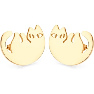 image:image555Jewelry Stainless Steel Cute Hanging Cat Earrings Dangling Drop  Cat Jewelry for WomenRose Gold Style 3