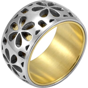 image:image555Jewelry Stainless Steel Daisy Flowers Full Bloom Memorable Band RingYellow Gold