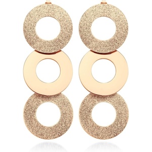 image:image555Jewelry Stainless Steel Dangle Round Hollow Disc Statement Earrings for WomenRose Gold