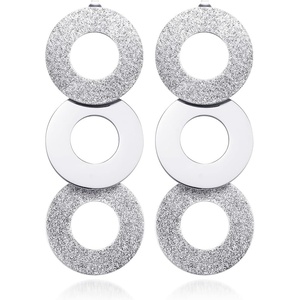 image:image555Jewelry Stainless Steel Dangle Round Hollow Disc Statement Earrings for WomenSilver