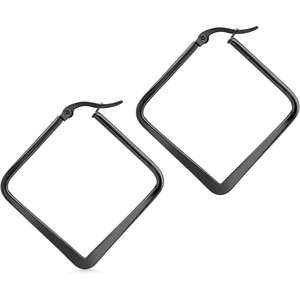 image:image555Jewelry Stainless Steel Geometric Large Square Hoop Statement Earrings for WomenBlack