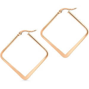 image:image555Jewelry Stainless Steel Geometric Large Square Hoop Statement Earrings for WomenRose Gold