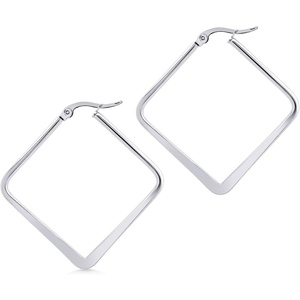 image:image555Jewelry Stainless Steel Geometric Large Square Hoop Statement Earrings for WomenSilver