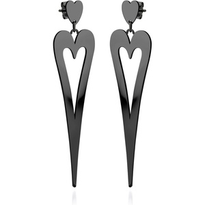 image:image555Jewelry Stainless Steel Long Stretched Dangle Heart Earrings for Women amp LadiesBlack