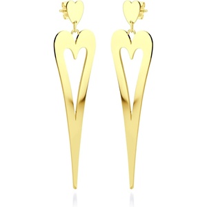 image:image555Jewelry Stainless Steel Long Stretched Dangle Heart Earrings for Women amp LadiesGold