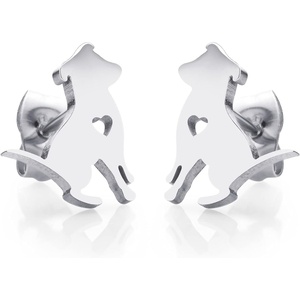 image:image555Jewelry Stainless Steel Small Tiny Puppy Dog Stud Earrings for WomenHypoallergenic Miniature Dog EarringSilver