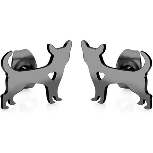 image:image555Jewelry Stainless Steel Small Tiny Puppy Dog Stud Earrings for WomenHypoallergenic Miniature Dog EarringStyle 2Black