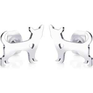 image:image555Jewelry Stainless Steel Small Tiny Puppy Dog Stud Earrings for WomenHypoallergenic Miniature Dog EarringStyle 2Silver