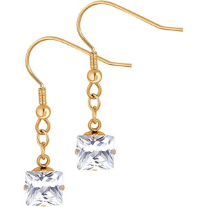 image:image555Jewelry Stainless Steel Sparkly Square CZ Dangle Drop Earrings for WomenRose Gold