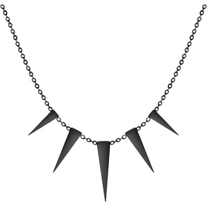 image:image555Jewelry Womens Figaro Chain Stainless Steel Spiky Triangle Pendant NecklaceBlack