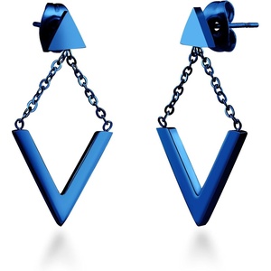 image:image555Jewelry Womens Stainless Steel Edgy V Shape Triangle Chain Drop Stud EarringsBlue