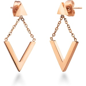 image:image555Jewelry Womens Stainless Steel Edgy V Shape Triangle Chain Drop Stud EarringsPink Rose Gold