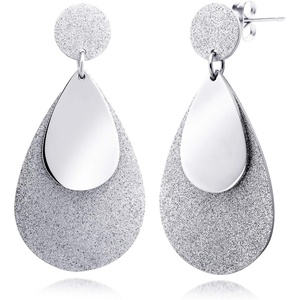 image:image555Jewelry Womens Stainless Steel Teardrop Dangle Hanging Hypoallergenic EarringsSilver