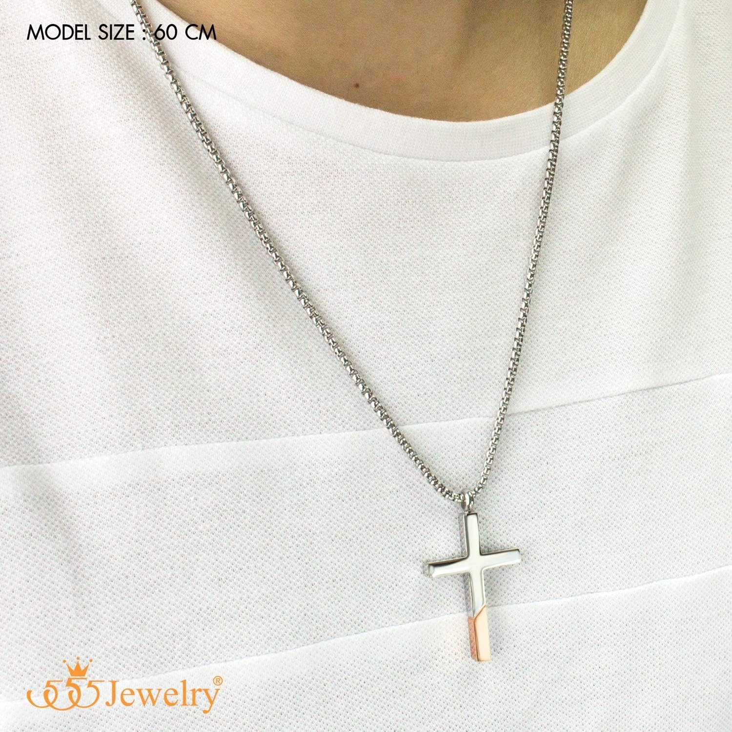 image:image555Jewelry Cross Necklace for Men Women Stainless Steel Pendant with 1624 ChainSilver Rose Gold