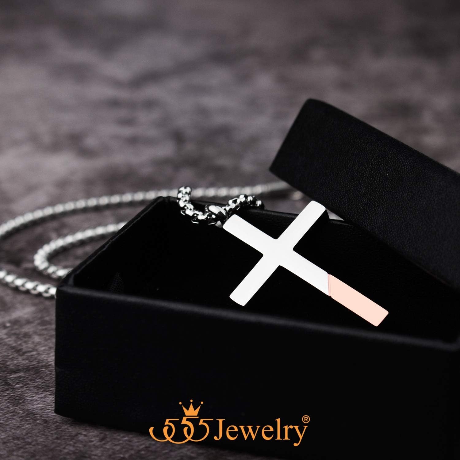 image:image555Jewelry Cross Necklace for Men Women Stainless Steel Pendant with 1624 ChainSilver Rose Gold