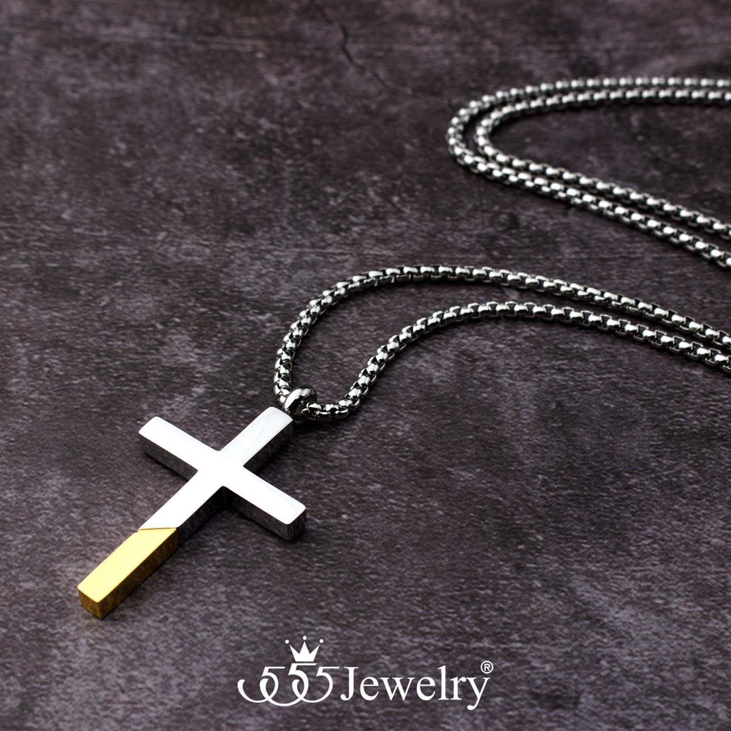 image:image555Jewelry Cross Necklace for Men Women Stainless Steel Pendant with 1624 ChainSilver Yellow Gold