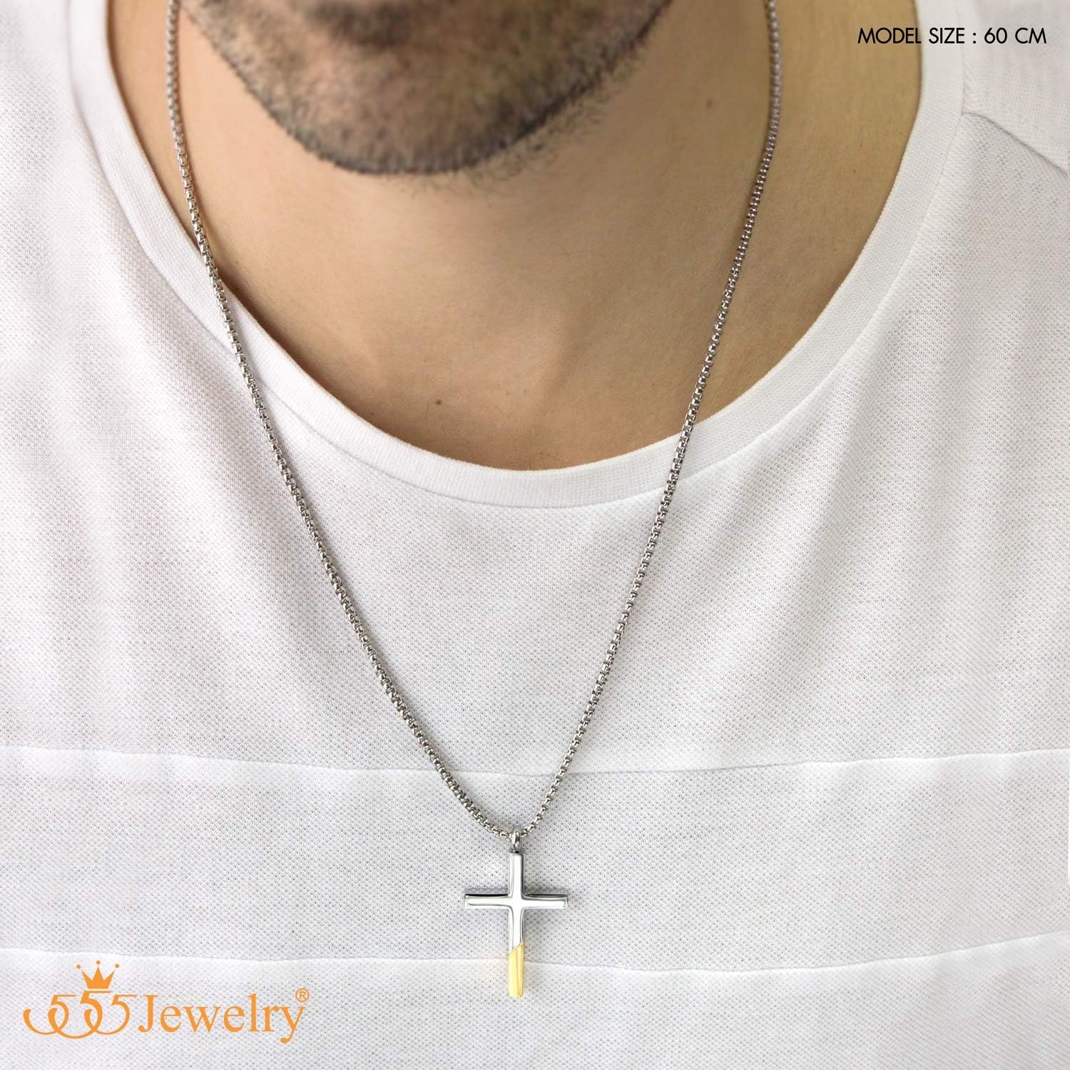 image:image555Jewelry Cross Necklace for Men Women Stainless Steel Pendant with 1624 ChainSilver Yellow Gold