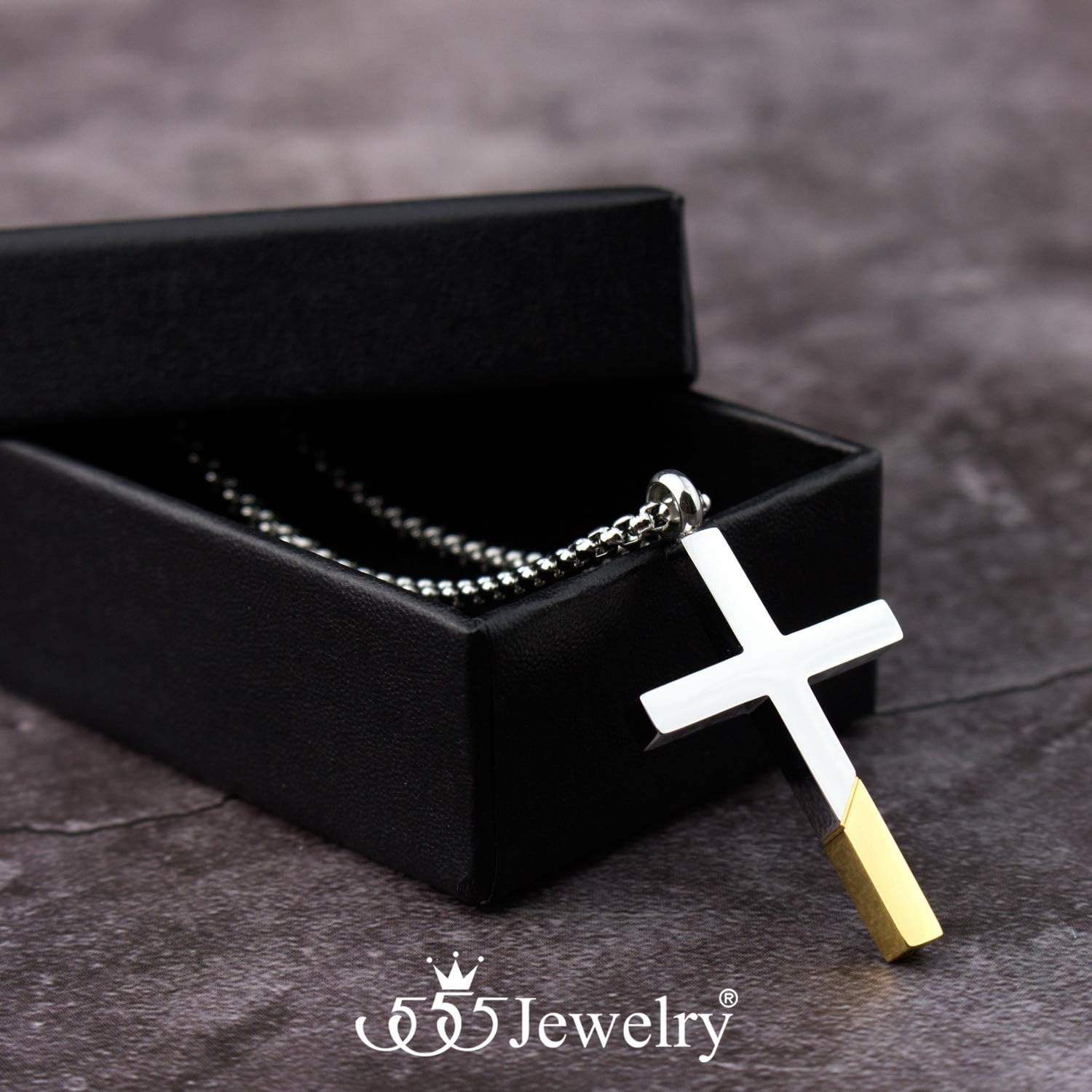 image:image555Jewelry Cross Necklace for Men Women Stainless Steel Pendant with 1624 ChainSilver Yellow Gold