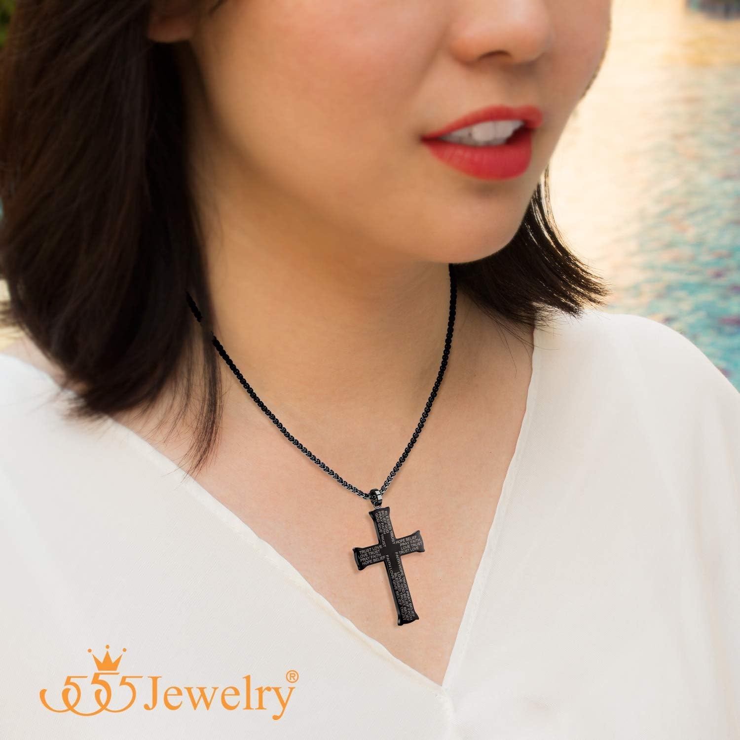 image:image555Jewelry Inspirational Stainless Steel Cross Necklace for Men and Women 1624 ChainBlack