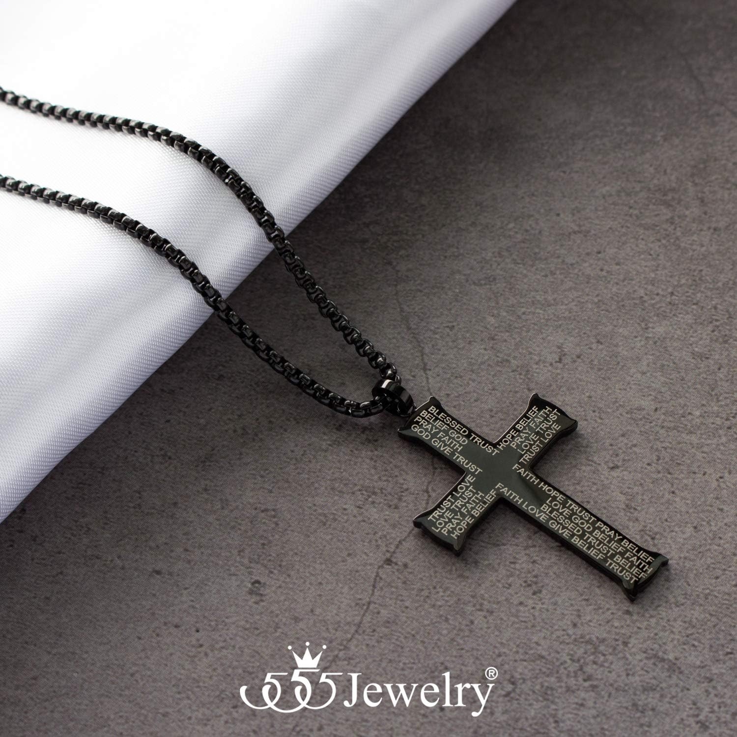 image:image555Jewelry Inspirational Stainless Steel Cross Necklace for Men and Women 1624 ChainBlack