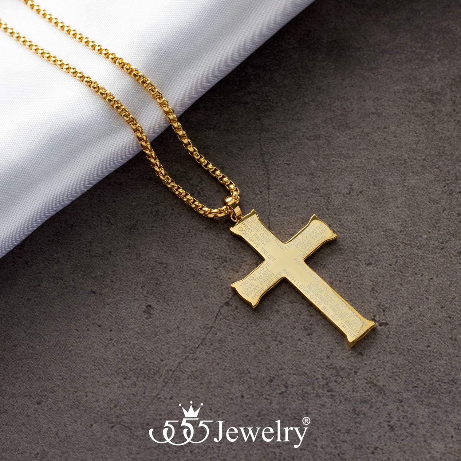 image:image555Jewelry Inspirational Stainless Steel Cross Necklace for Men and Women 1624 ChainGold
