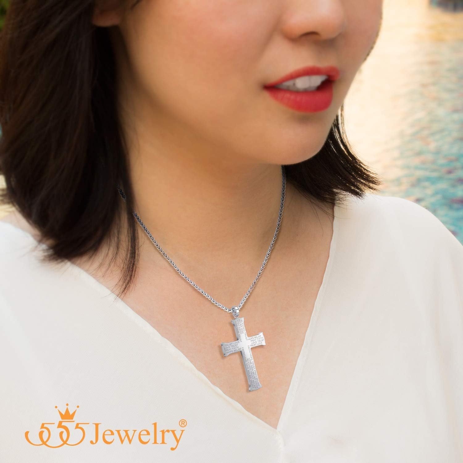 image:image555Jewelry Inspirational Stainless Steel Cross Necklace for Men and Women 1624 ChainSilver