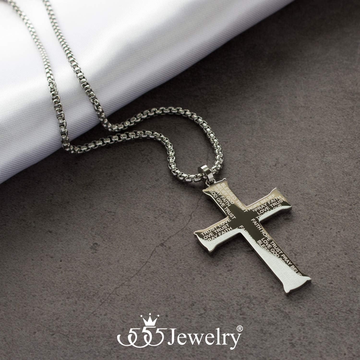 image:image555Jewelry Inspirational Stainless Steel Cross Necklace for Men and Women 1624 ChainSilver