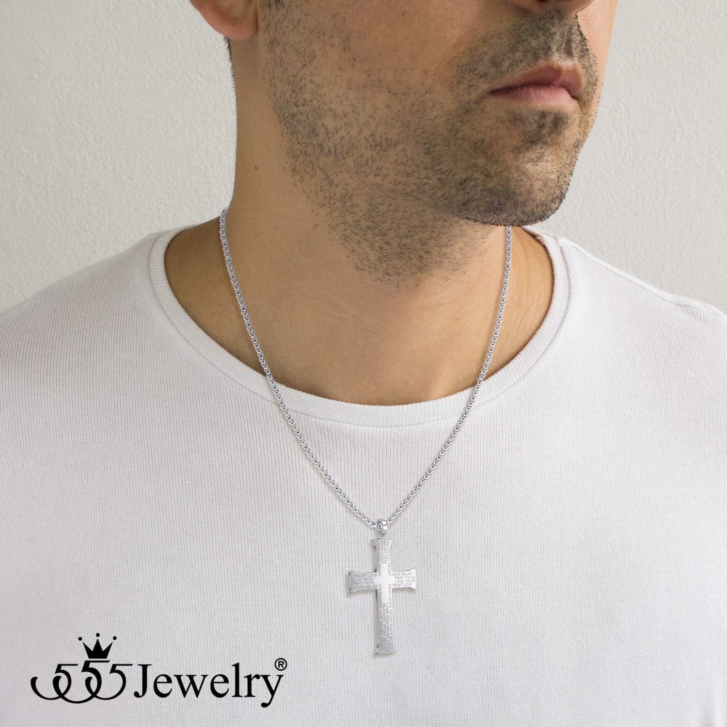 image:image555Jewelry Inspirational Stainless Steel Cross Necklace for Men and Women 1624 ChainSilver