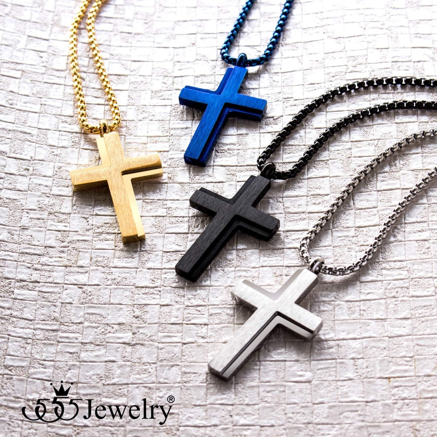image:image555Jewelry Stainless Steel Box Chain Cross Necklace for Men amp Women 1624 InchSilver