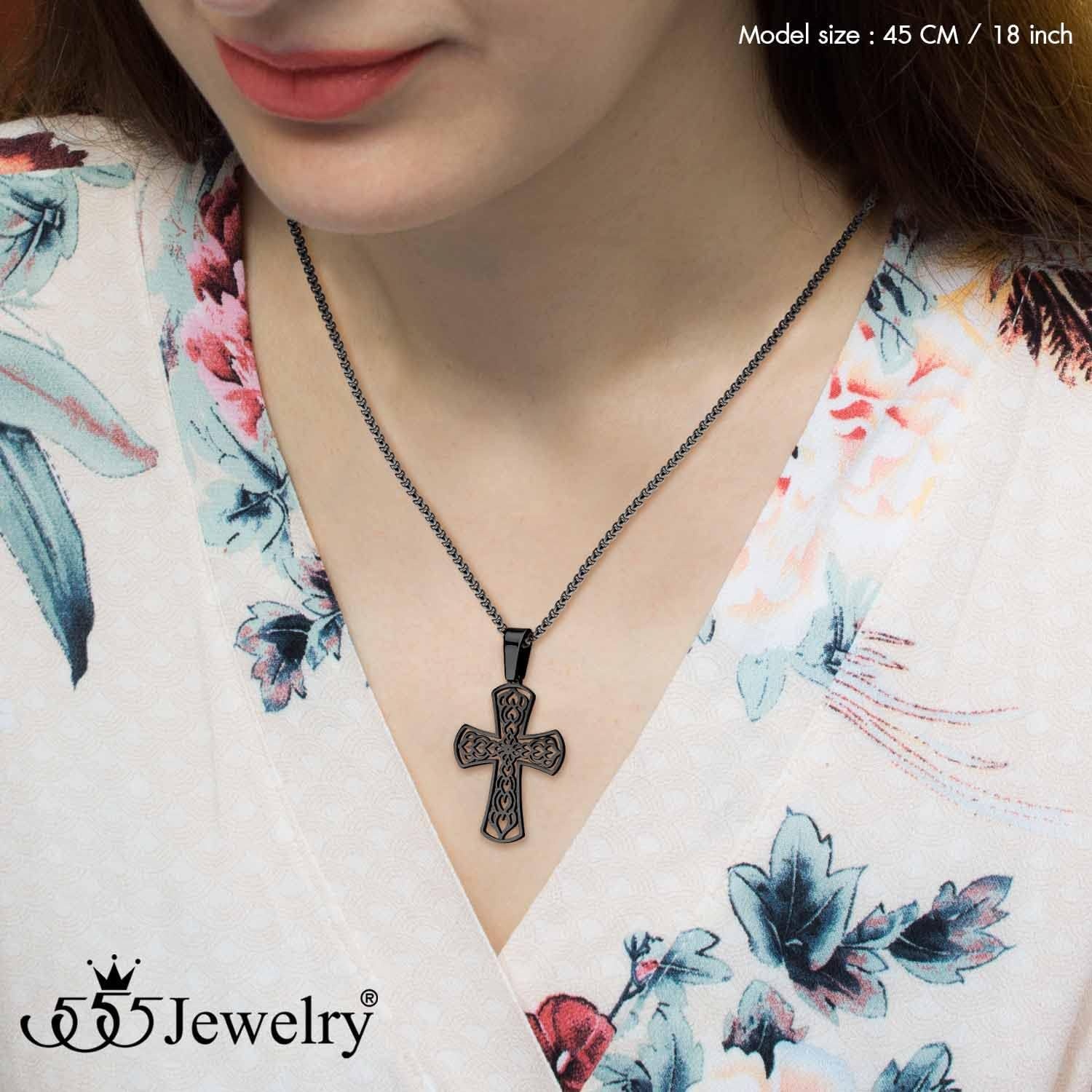 image:image555Jewelry Stainless Steel Celtic Cross Necklace Pendant for Men 1624 ChainBlack
