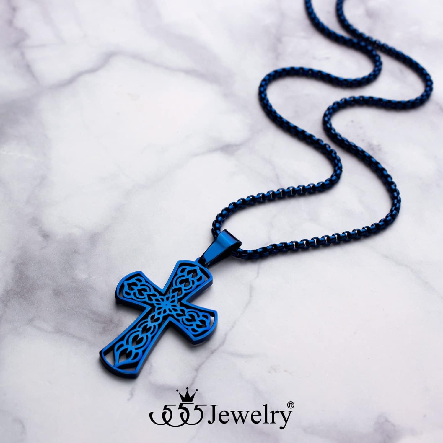 image:image555Jewelry Stainless Steel Celtic Cross Necklace Pendant for Men 1624 ChainBlue