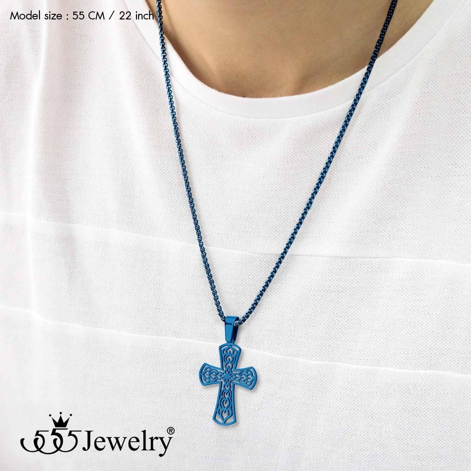 image:image555Jewelry Stainless Steel Celtic Cross Necklace Pendant for Men 1624 ChainBlue