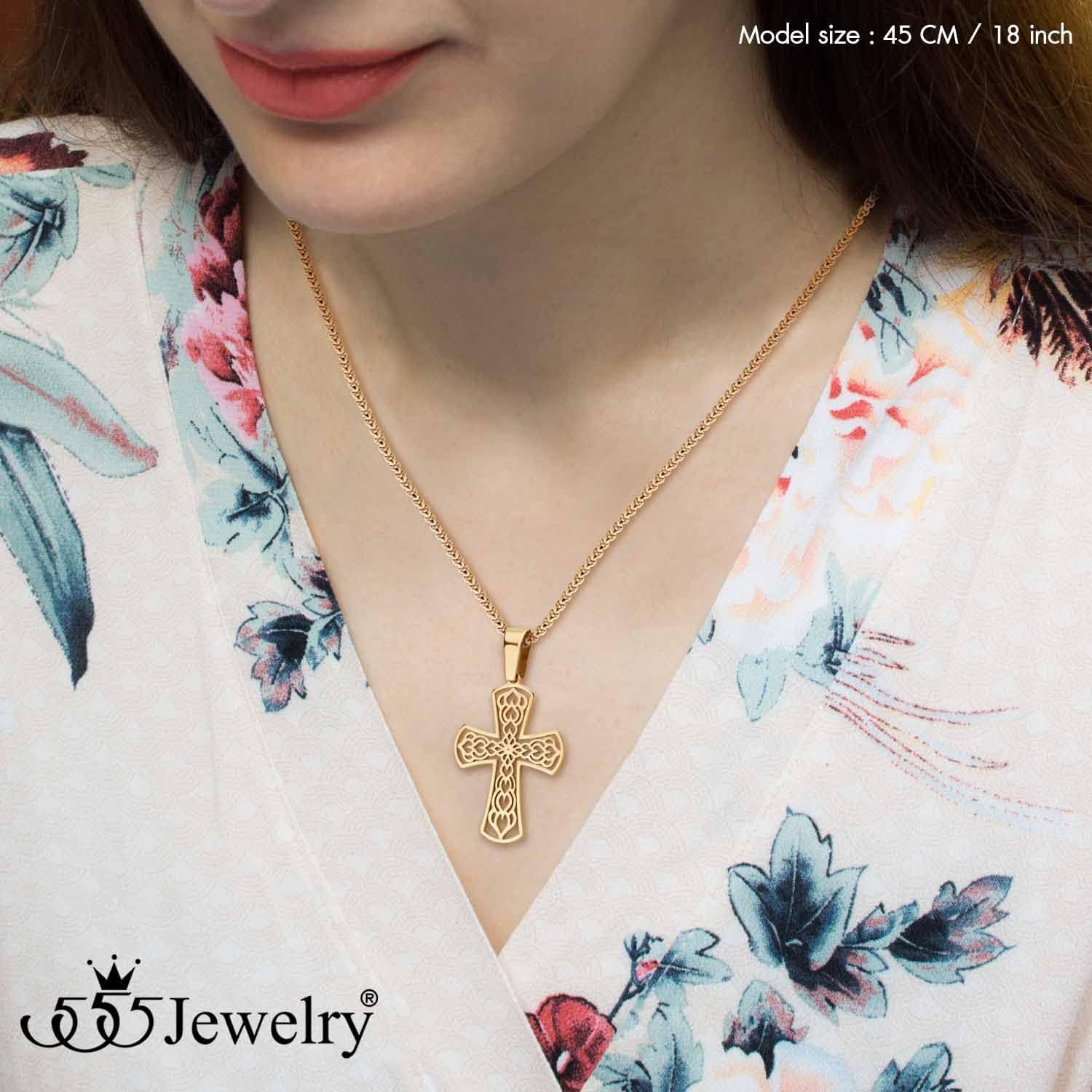 image:image555Jewelry Stainless Steel Celtic Cross Necklace Pendant for Men 1624 ChainRose Gold