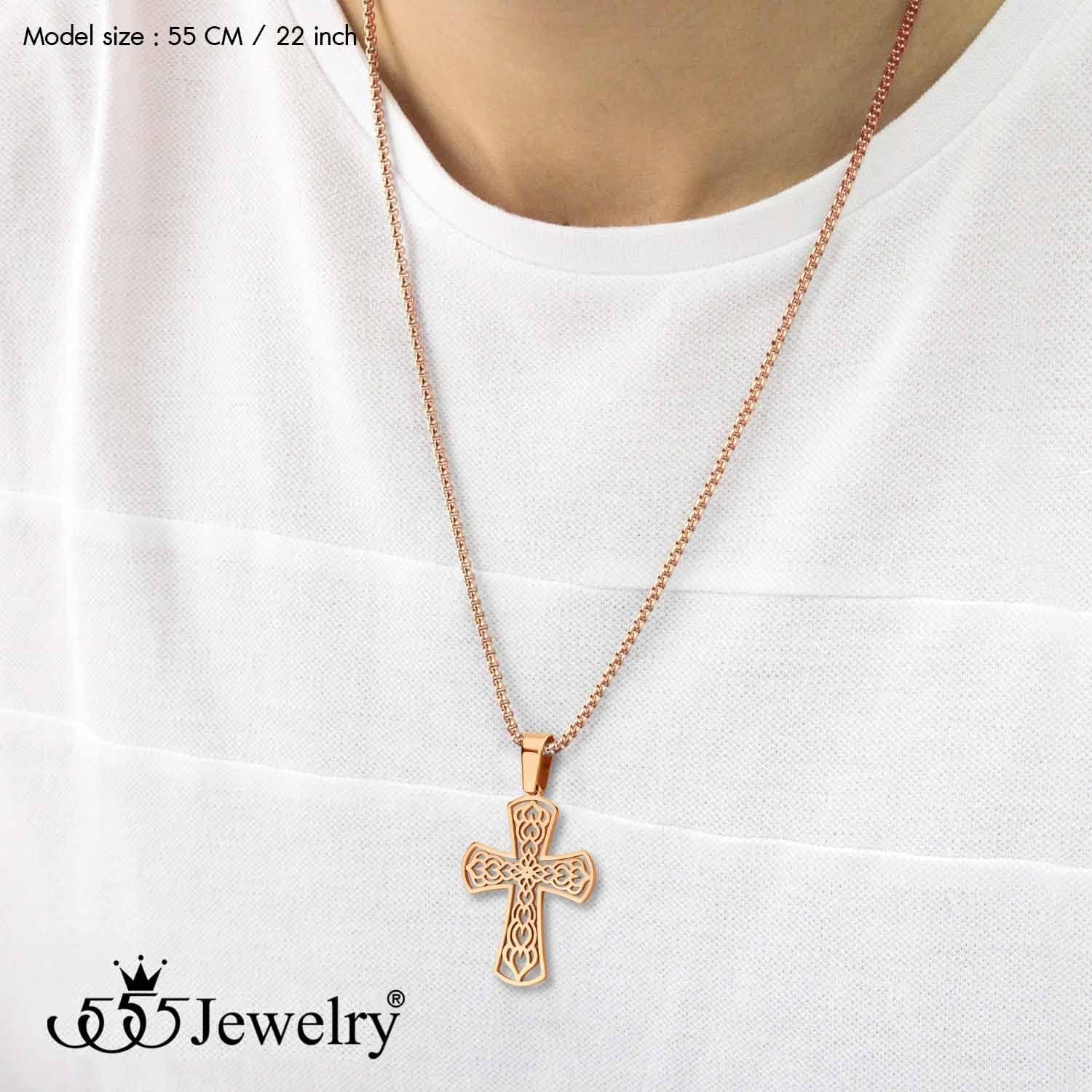 image:image555Jewelry Stainless Steel Celtic Cross Necklace Pendant for Men 1624 ChainRose Gold