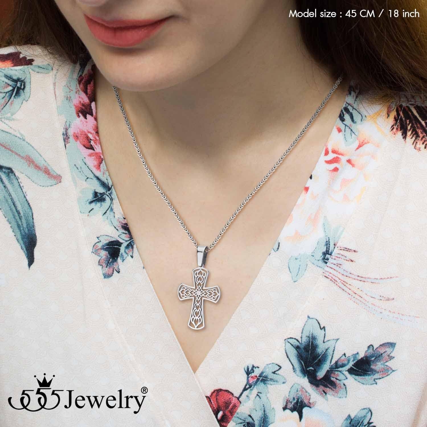 image:image555Jewelry Stainless Steel Celtic Cross Necklace Pendant for Men 1624 ChainSilver