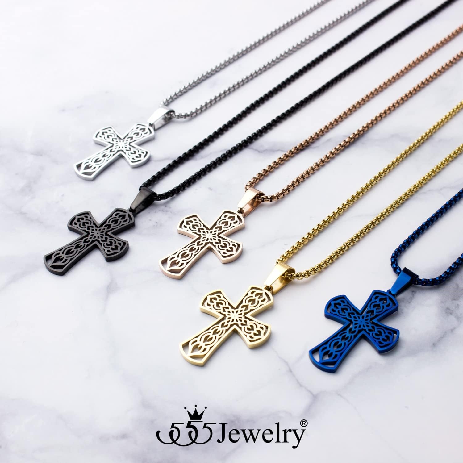 image:image555Jewelry Stainless Steel Celtic Cross Necklace Pendant for Men 1624 ChainSilver