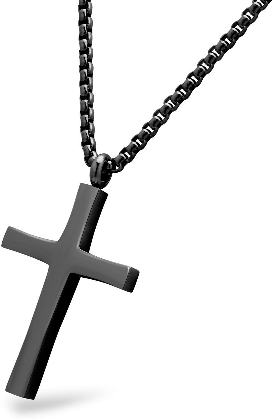 image:image555Jewelry Stainless Steel Cross Adjustable Rolo Chain Pendant Necklace 1628 InchesBlack