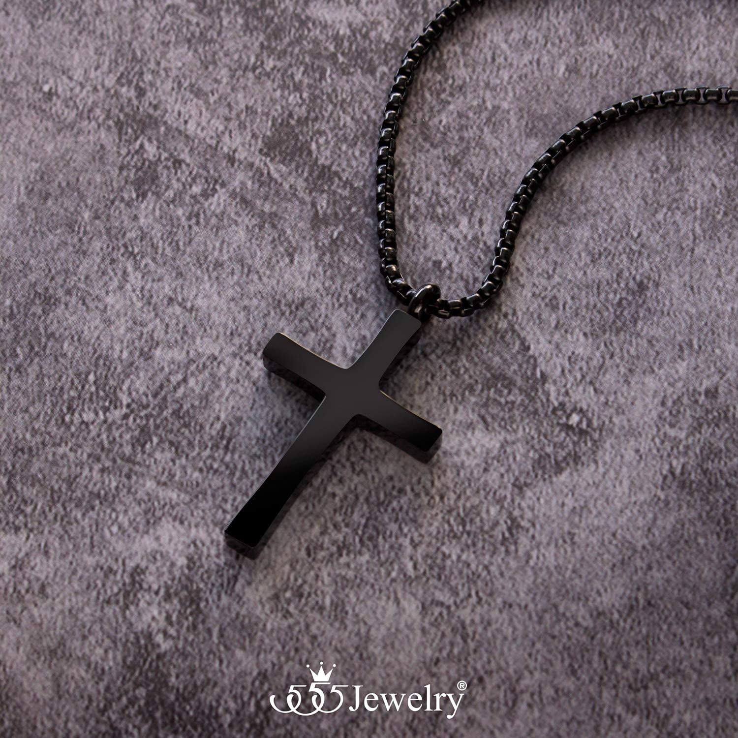 image:image555Jewelry Stainless Steel Cross Adjustable Rolo Chain Pendant Necklace 1628 InchesBlack