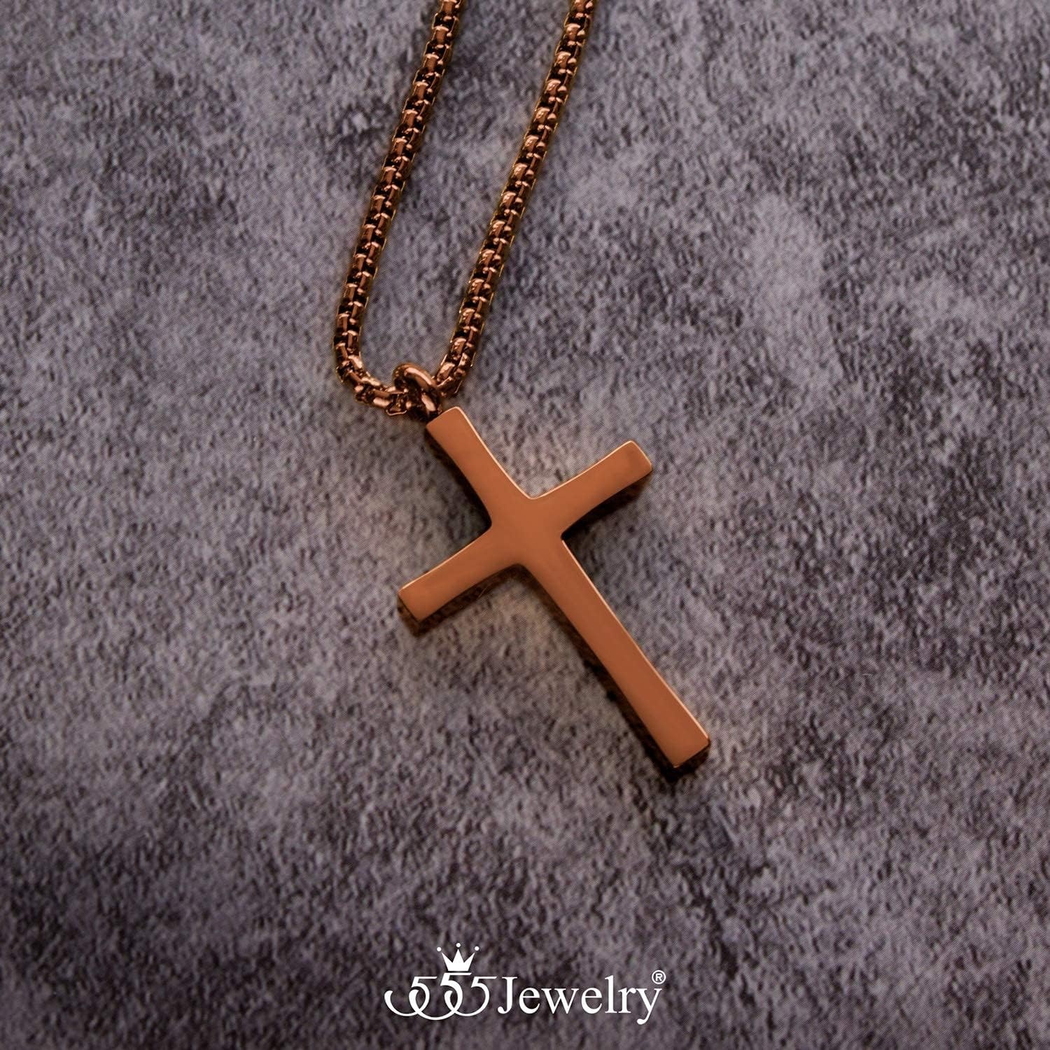 image:image555Jewelry Stainless Steel Cross Adjustable Rolo Chain Pendant Necklace 1628 InchesBrown