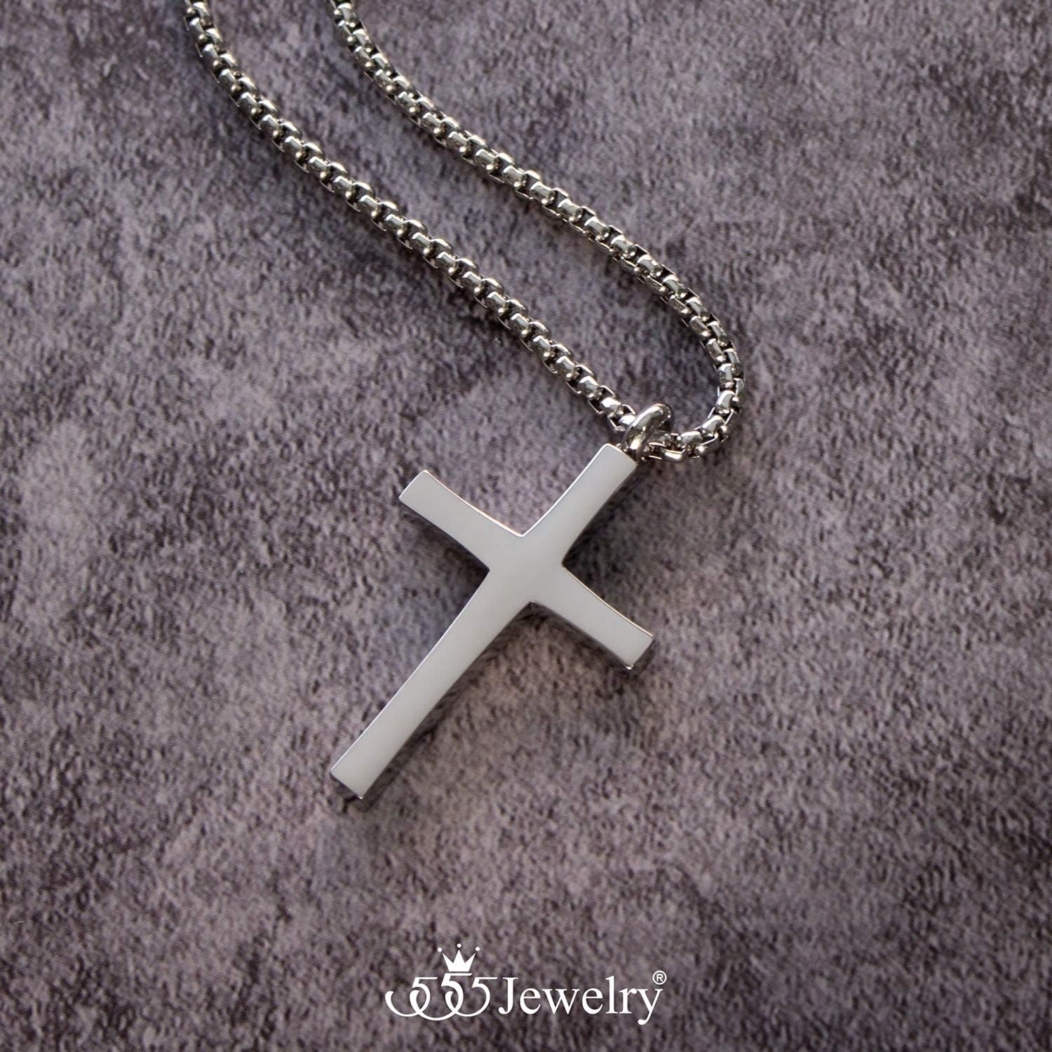 image:image555Jewelry Stainless Steel Cross Adjustable Rolo Chain Pendant Necklace 1628 InchesSilver