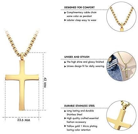 image:image555Jewelry Stainless Steel Cross Adjustable Rolo Chain Pendant Necklace 1628 InchesYellow Gold
