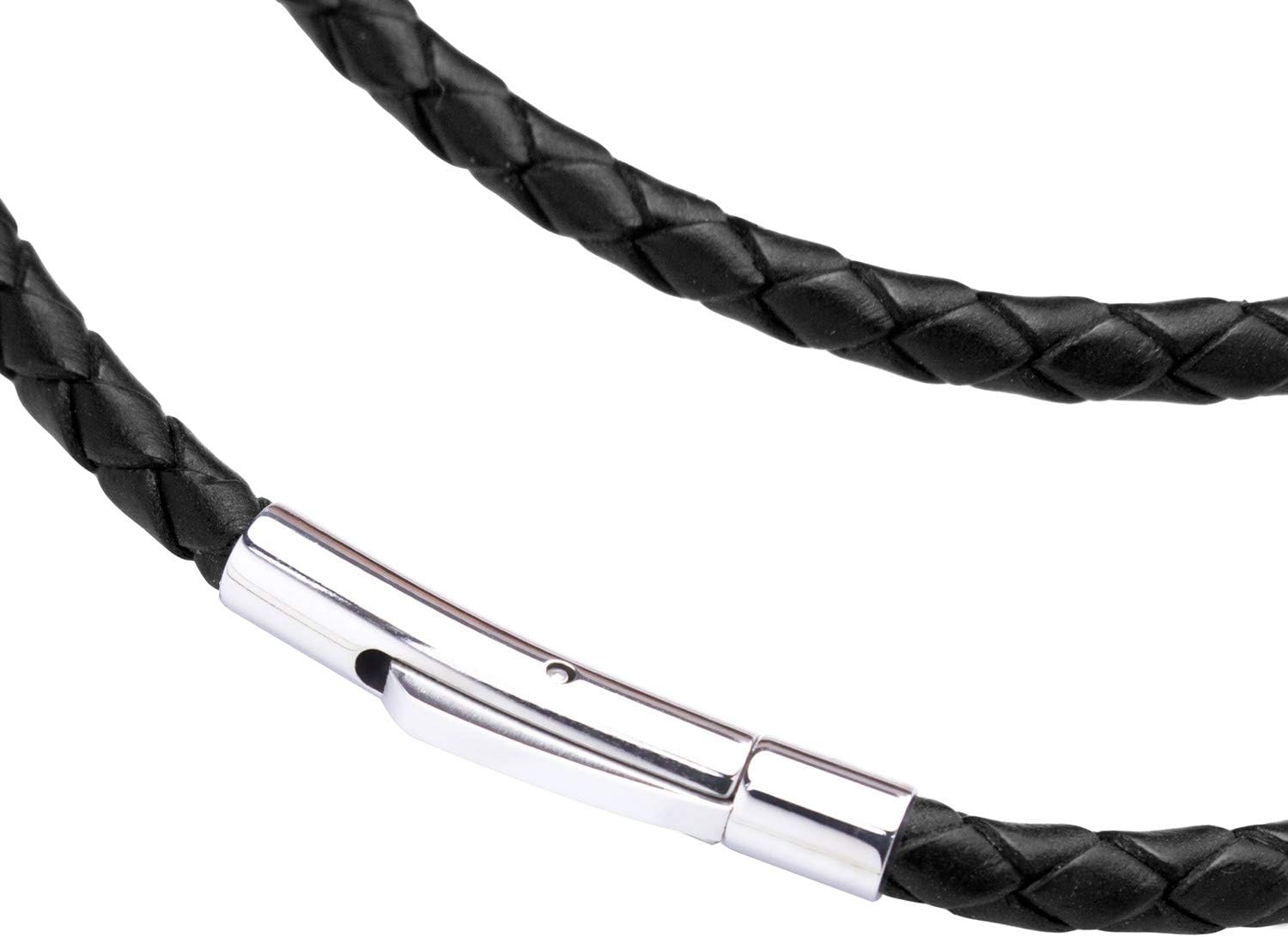 image:image555Jewelry Stainless Steel Cross Braided Rope Cord Necklace For Men Women 1824 InchesSilver Black